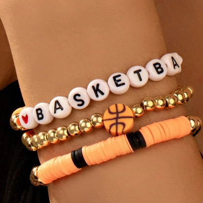 Basketball Stackable 3pc Bracelet Set