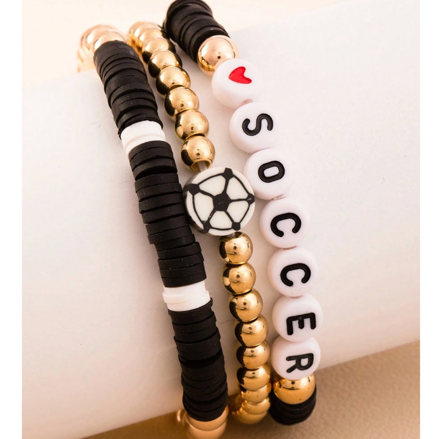 Soccer Stackable 3pc Bracelet Set