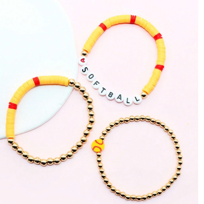 Softball Stackable 3pc Bracelet Set