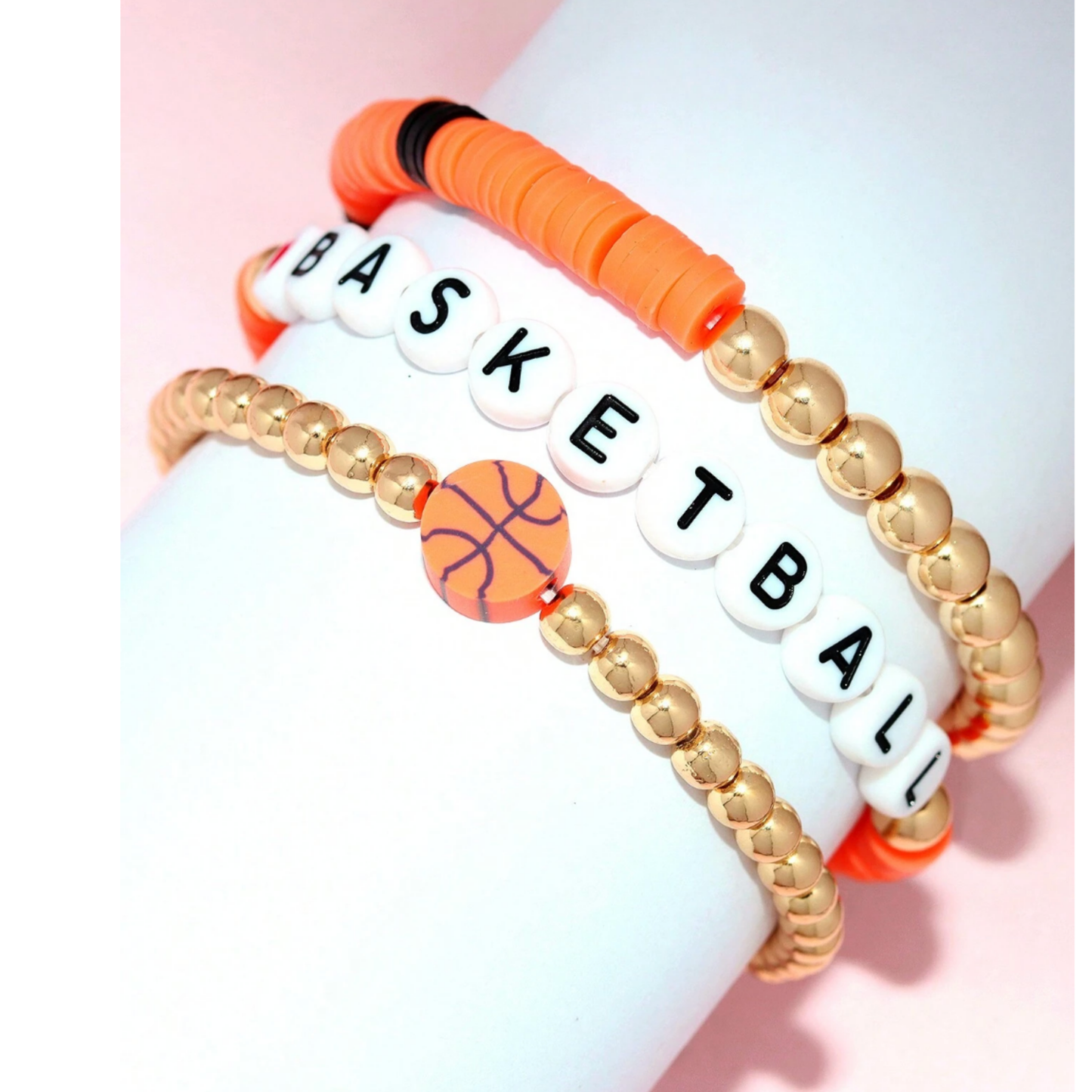 Basketball Stackable 3pc Bracelet Set