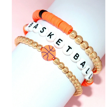 Basketball Stackable 3pc Bracelet Set