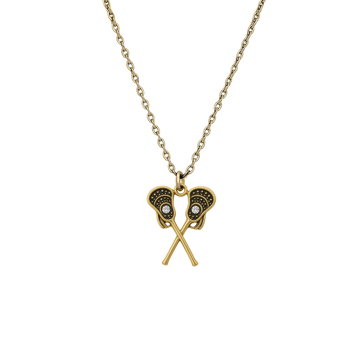Girls Lacrosse Double Stick Rhinestone Necklace