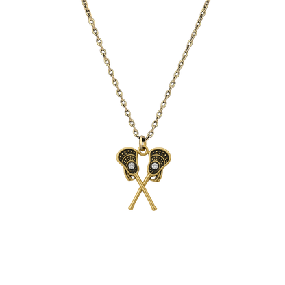 Girls Lacrosse Double Stick Rhinestone Necklace
