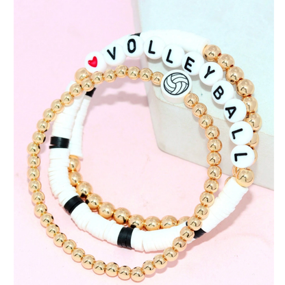 Volleyball Stackable 3pc Bracelet Set