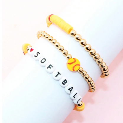Softball Stackable 3pc Bracelet Set