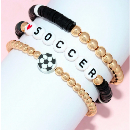 Soccer Stackable 3pc Bracelet Set