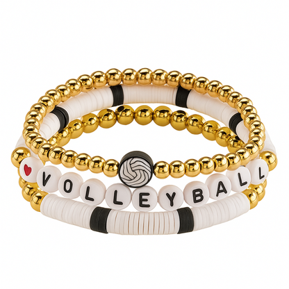 Volleyball Stackable 3pc Bracelet Set