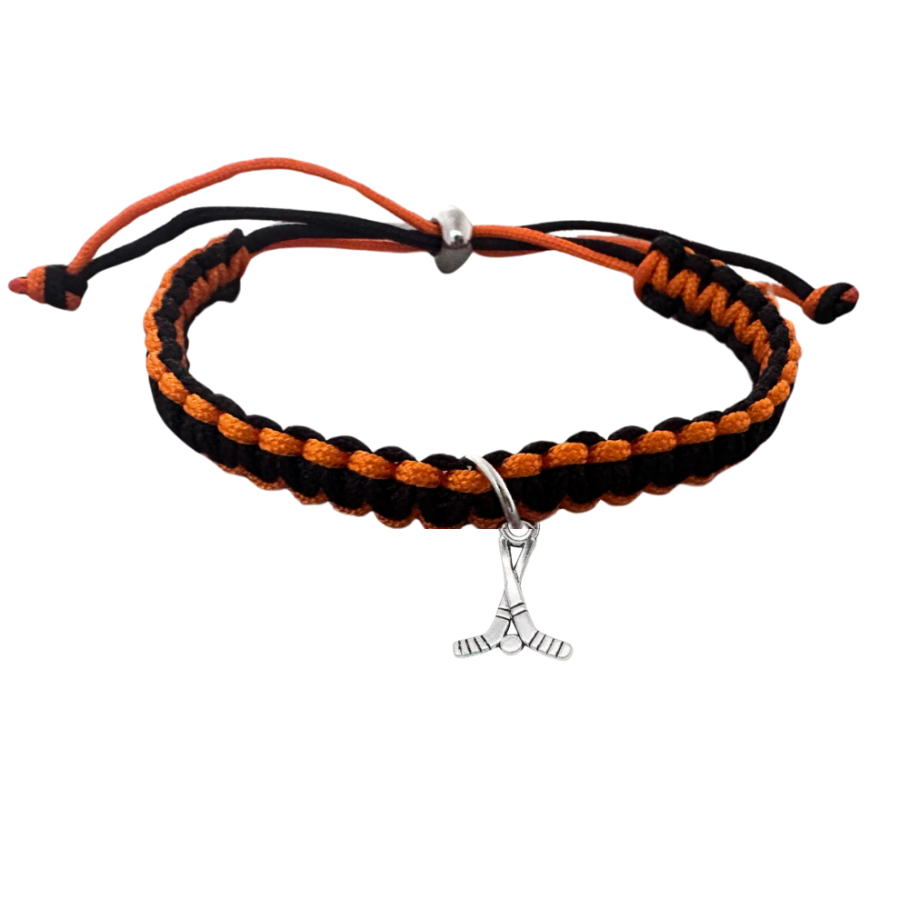 Ice Hockey Charm Multi Colored Rope Bracelet - Pick Colors