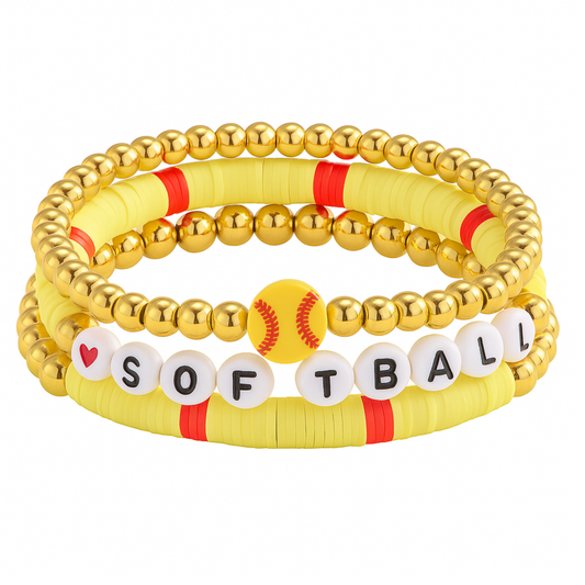 Softball Stackable 3pc Bracelet Set