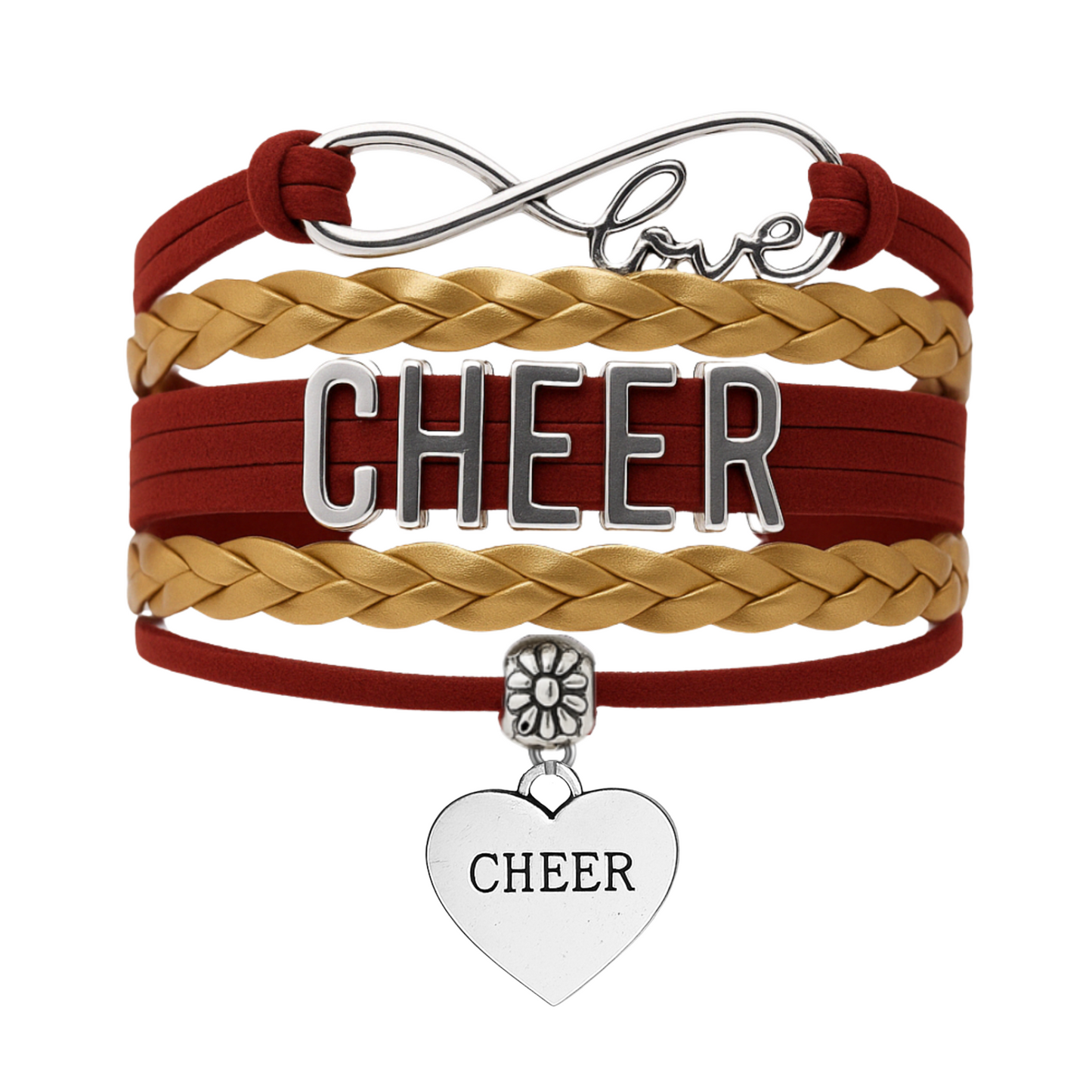 Cheer Infinity Heart Bracelet - Pick Team Colors