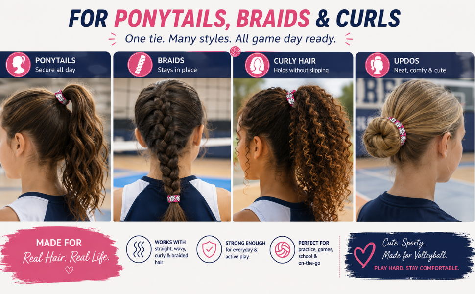 Volleyball Hair Ties Set- Multicolored