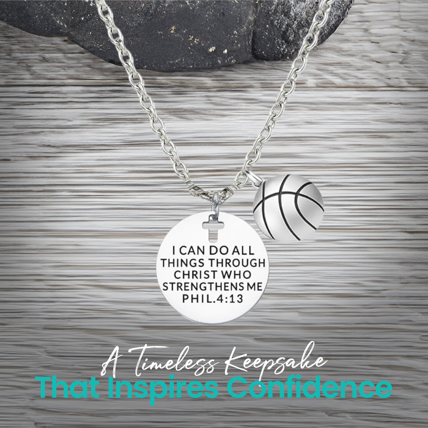 Basketball Faith I Can Do All Things Through Christ Who Strengthens Me Necklace