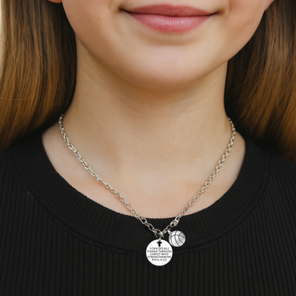Basketball Faith I Can Do All Things Through Christ Who Strengthens Me Necklace