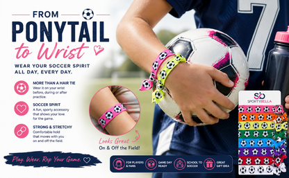 Girls Soccer Hair Ties Set-Multi Colored