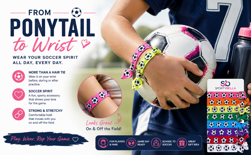 Girls Soccer Hair Ties Set-Multi Colored