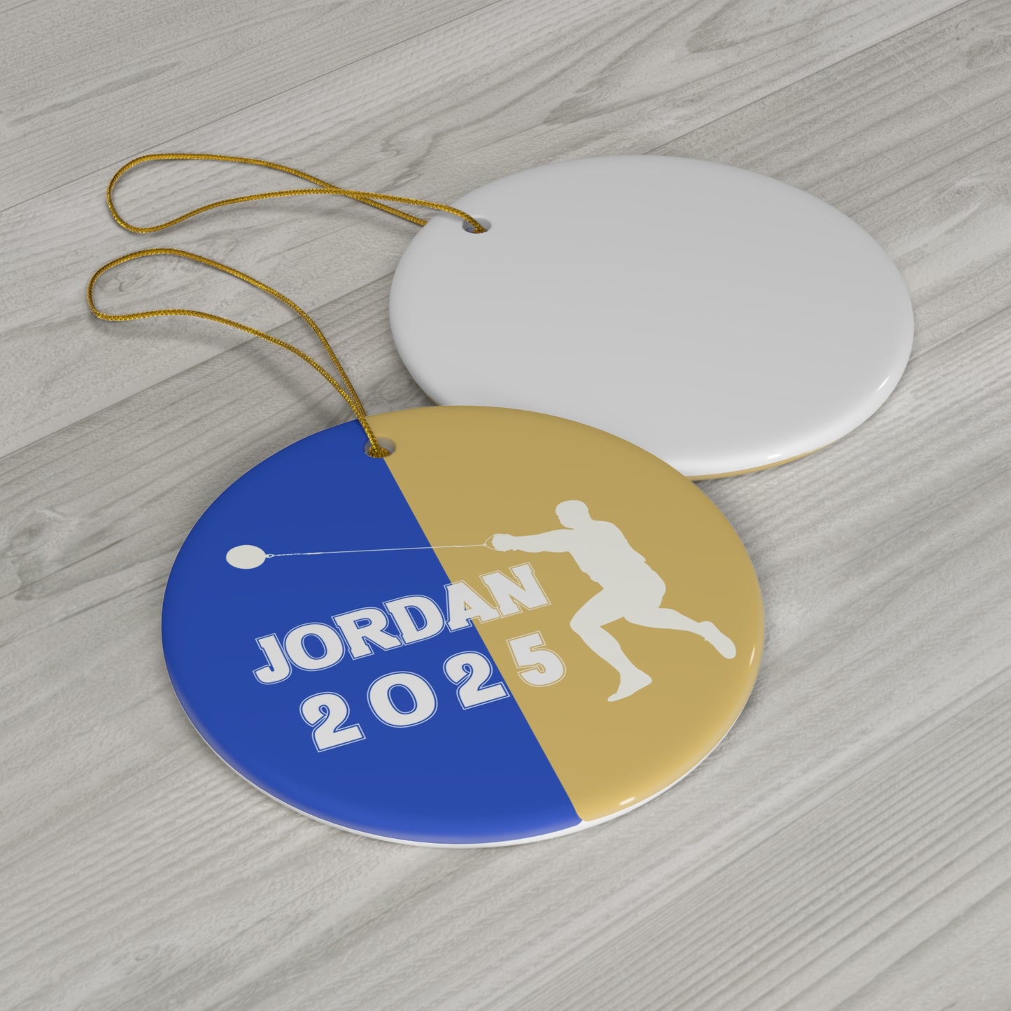 Hammer Throw Ornament, 2025 Personalized Boys Track and Field Christmas Ornament, Ceramic Tree Ornament