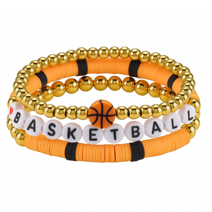 Basketball Stackable 3pc Bracelet Set