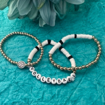 Volleyball Stackable 3pc Bracelet Set