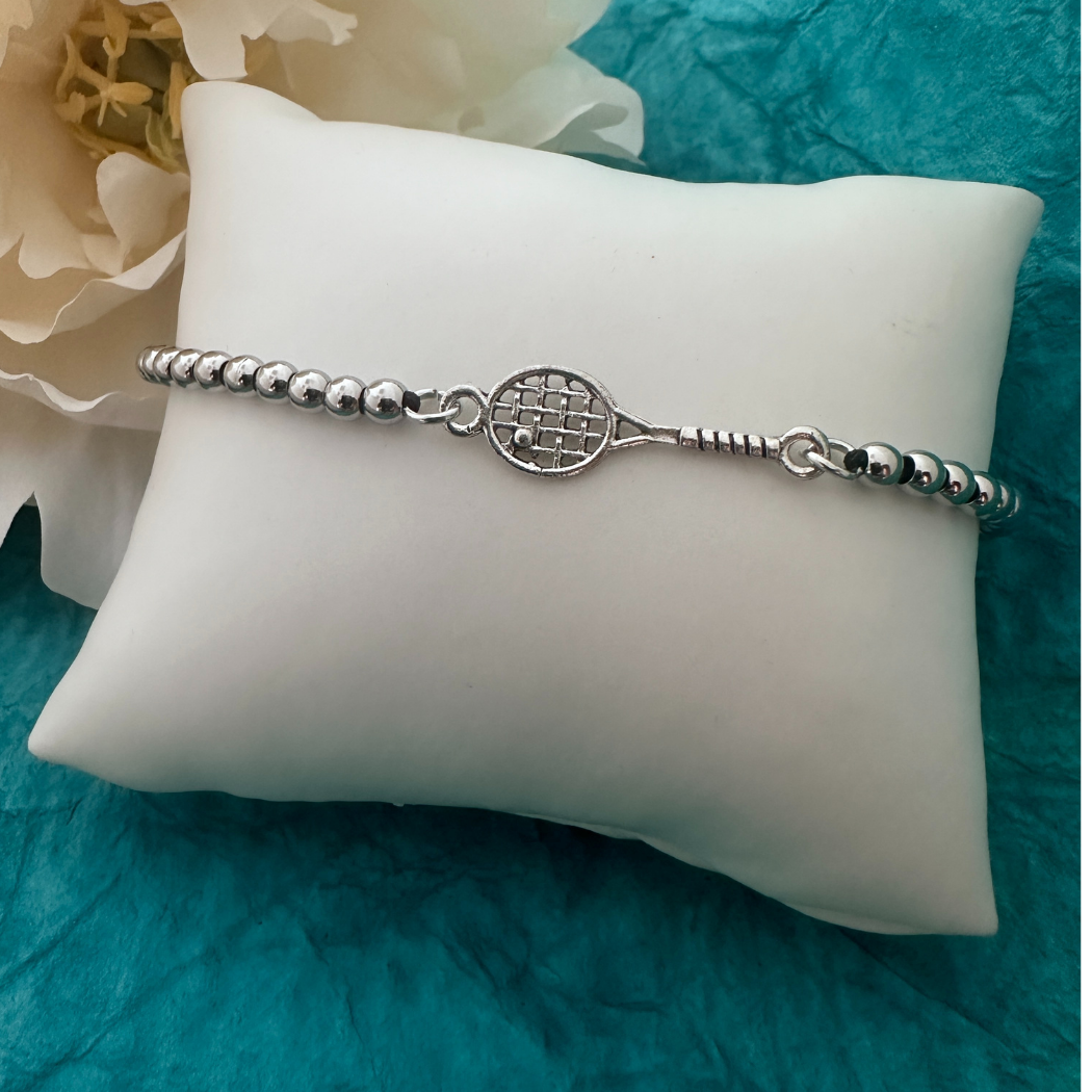 Tennis Beaded Charm String Bracelet