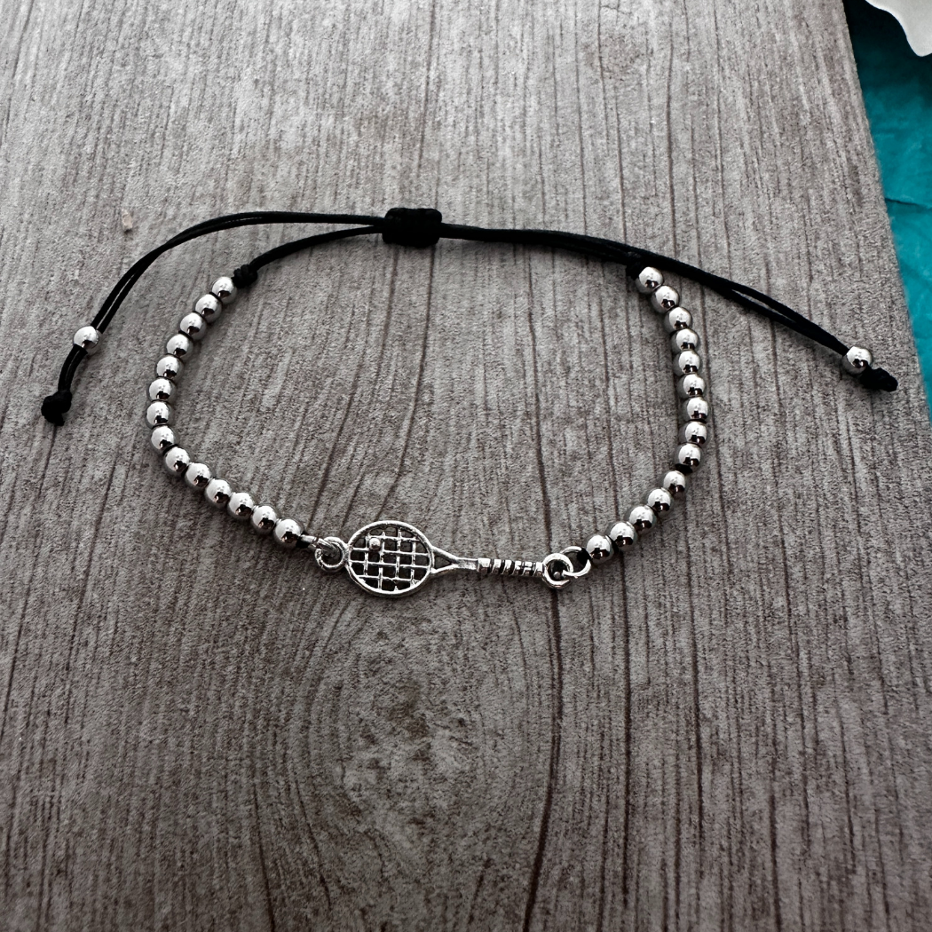 Tennis Beaded Charm String Bracelet