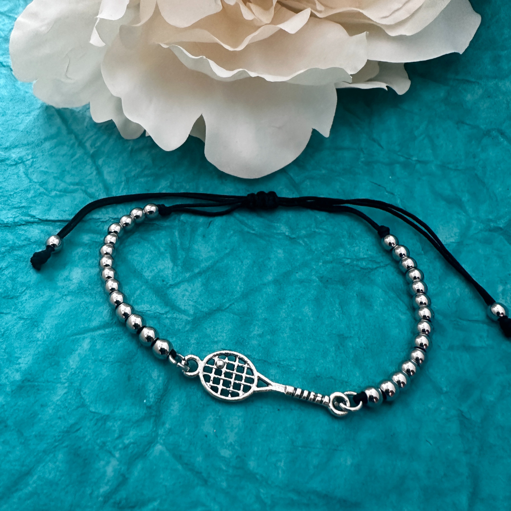 Tennis Beaded Charm String Bracelet