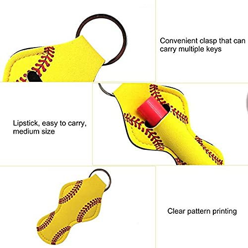 Softball Chapstick Holder Keychain