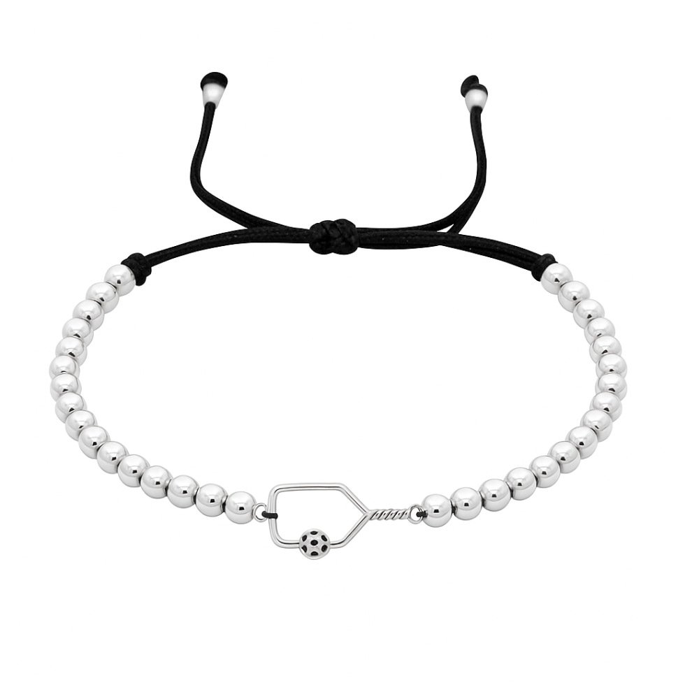 Pickleball Paddle Beaded Adjustable  Bracelet