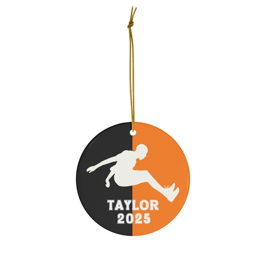 Long Jump Ornament, 2025 Personalized Boys Track and Field Christmas Ornament, Ceramic Tree Ornament