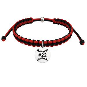 Personalized Multi Colored Baseball Charm Rope Bracelet - Pick Colors