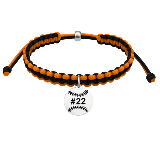 Personalized Multi Colored Baseball Charm Rope Bracelet - Pick Colors