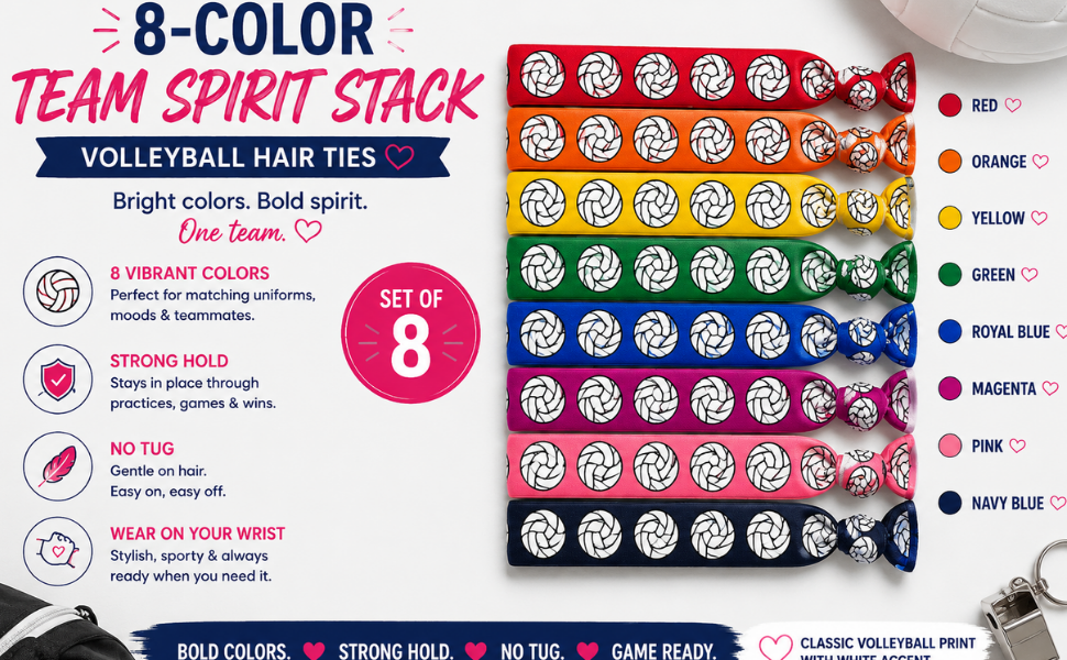 Volleyball Hair Ties Set- Multicolored