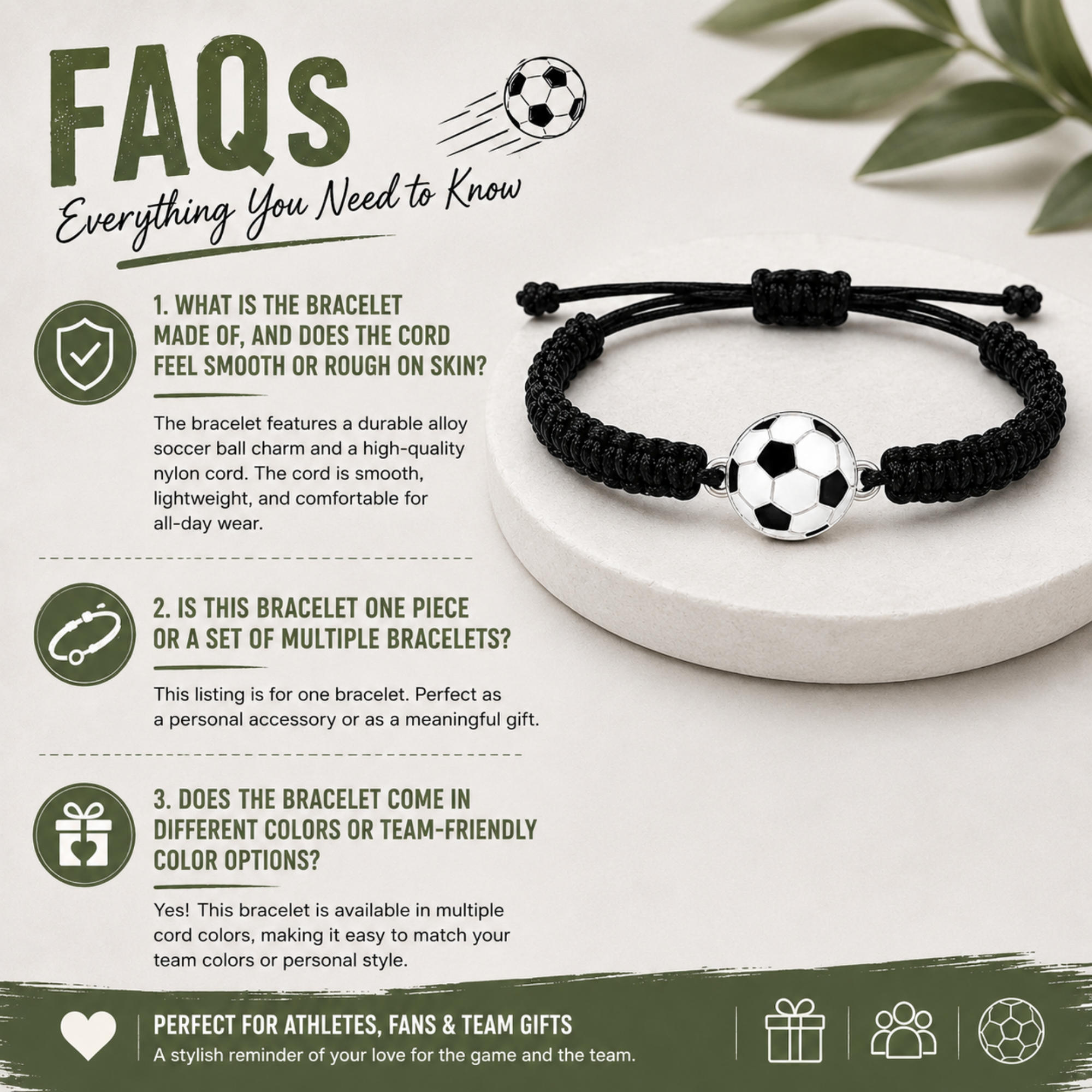 Soccer Rope Bracelet - Pick Color