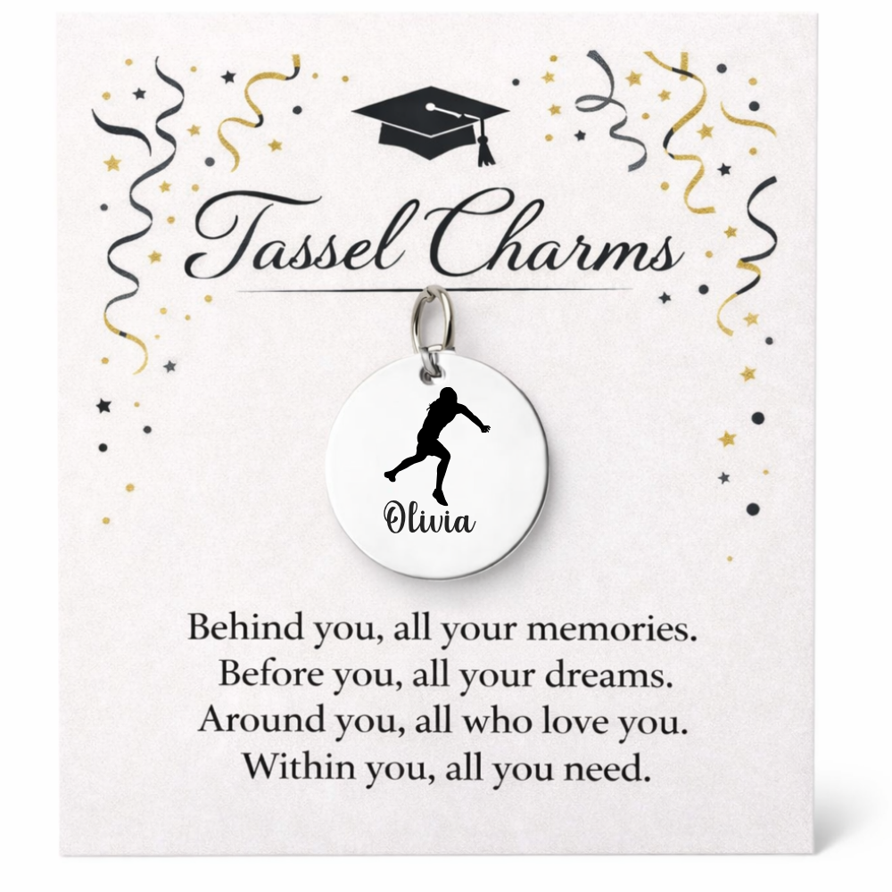 Shot Put Engraved Tassel Charm
