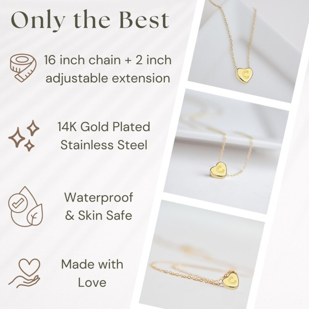 Gymnastics Heart Initial Necklace