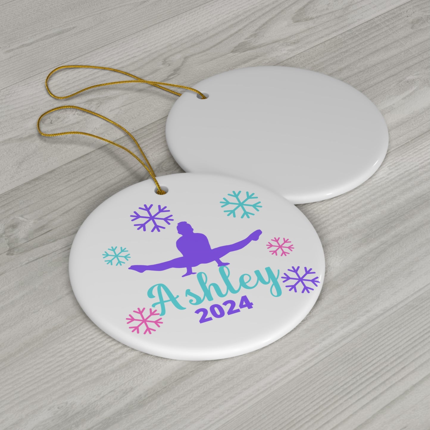 Personalized Gymnastics Split Christmas Ornament