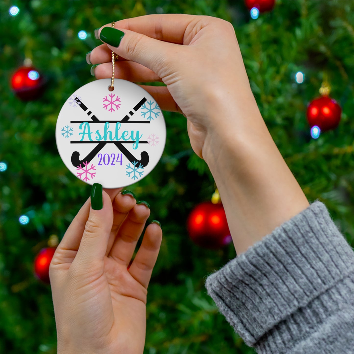 Personalized Field Hockey Ornament