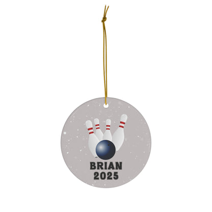 Bowling Ornament, 2025 Personalized Bowling Christmas Ornament, Ceramic Tree Ornament for Bowlers