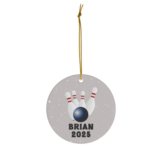 Bowling Ornament, 2025 Personalized Bowling Christmas Ornament, Ceramic Tree Ornament for Bowlers