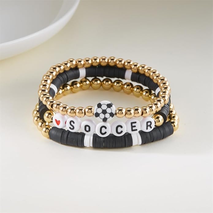 Soccer Stackable 3pc Bracelet Set