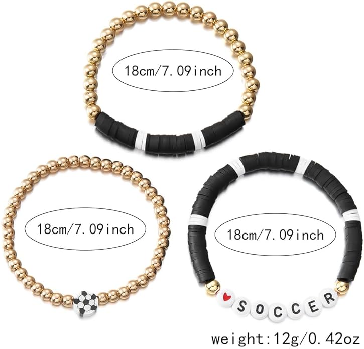 Soccer Stackable 3pc Bracelet Set