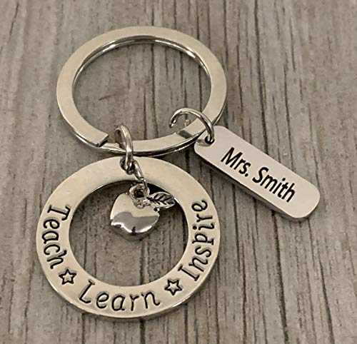 Personalized Teacher Keychain with Engraved Name Charm, Custom Teacher Jewelry, Teacher Gift - Show Your Teacher Appreciation - Infinity Collection