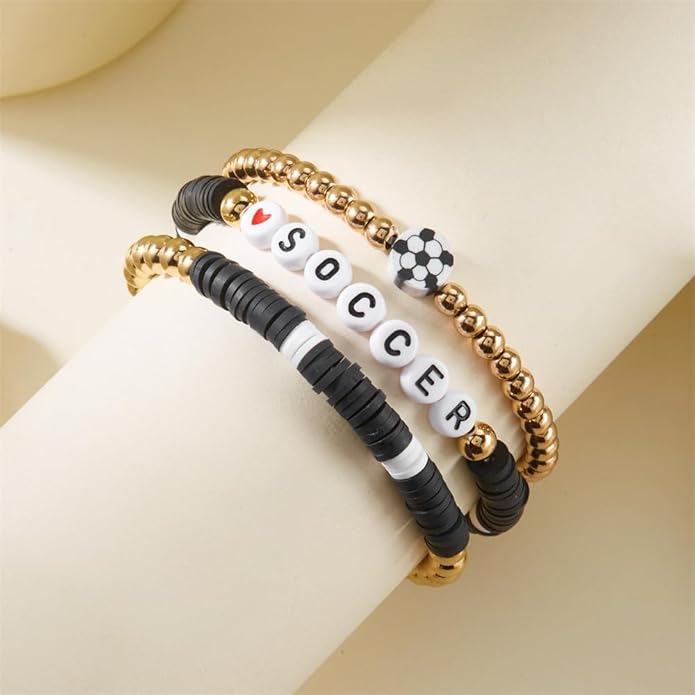 Soccer Stackable 3pc Bracelet Set