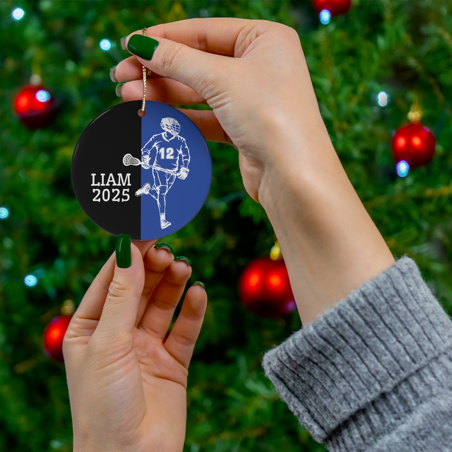 Personalized Boys Lacrosse Christmas Ornament