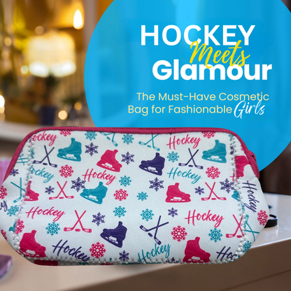 Ice Hockey Pink Cosmetic Bag