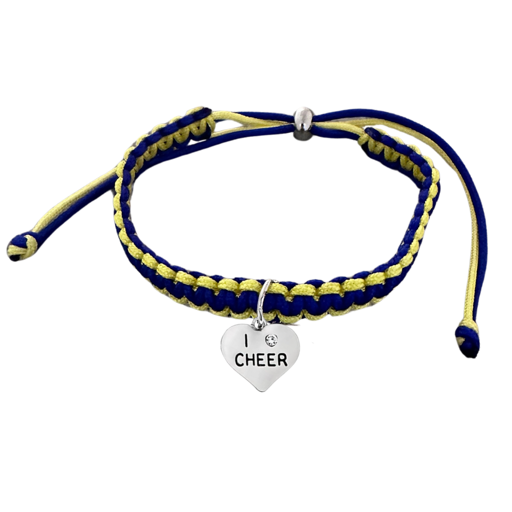 Cheer Charm Multi Colored Rope Bracelet - Pick Colors