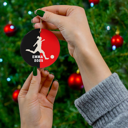 Personalized Girls Soccer Christmas Ornament