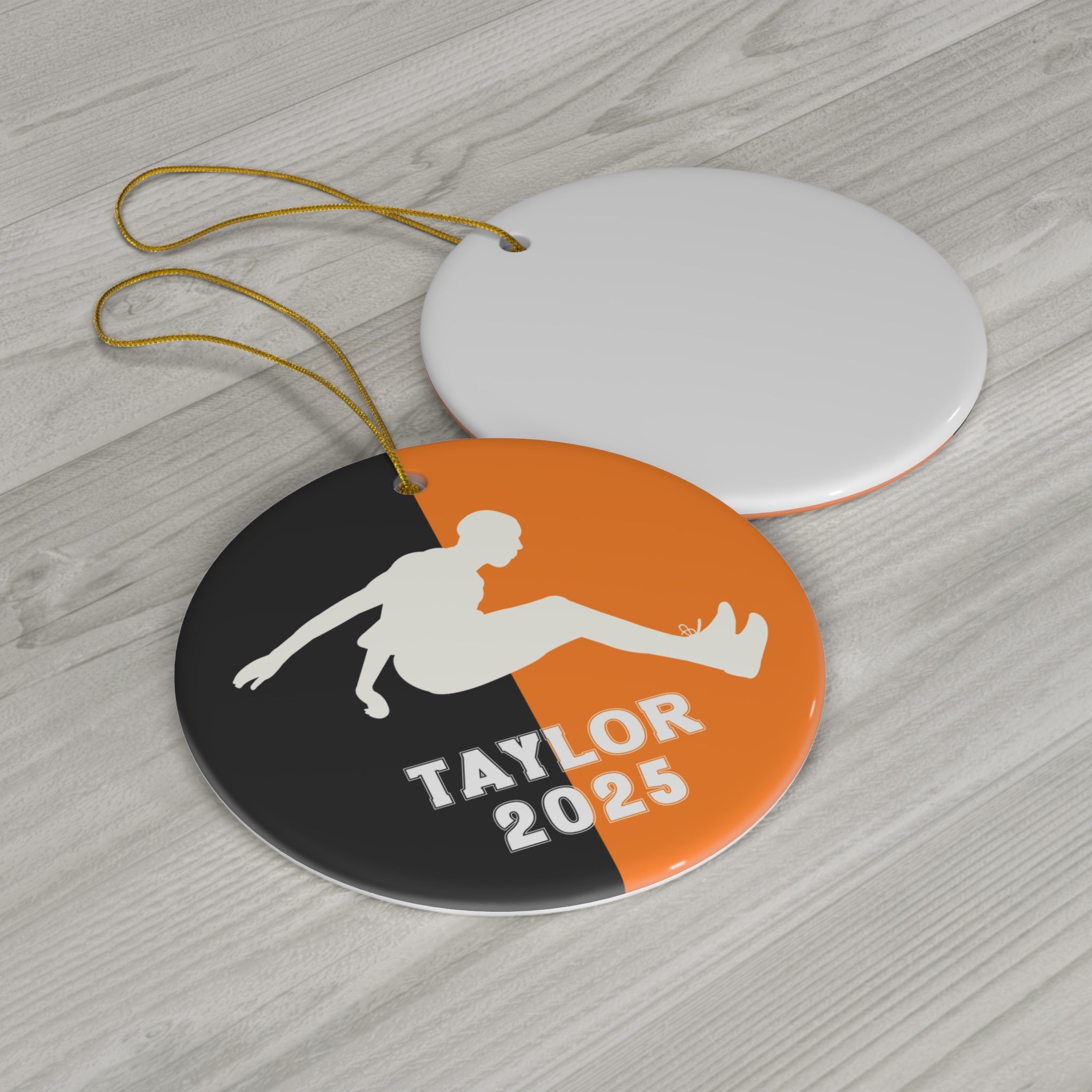 Long Jump Ornament, 2025 Personalized Boys Track and Field Christmas Ornament, Ceramic Tree Ornament