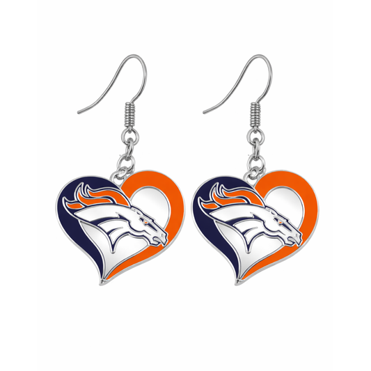 Denver Broncos Heart Earrings