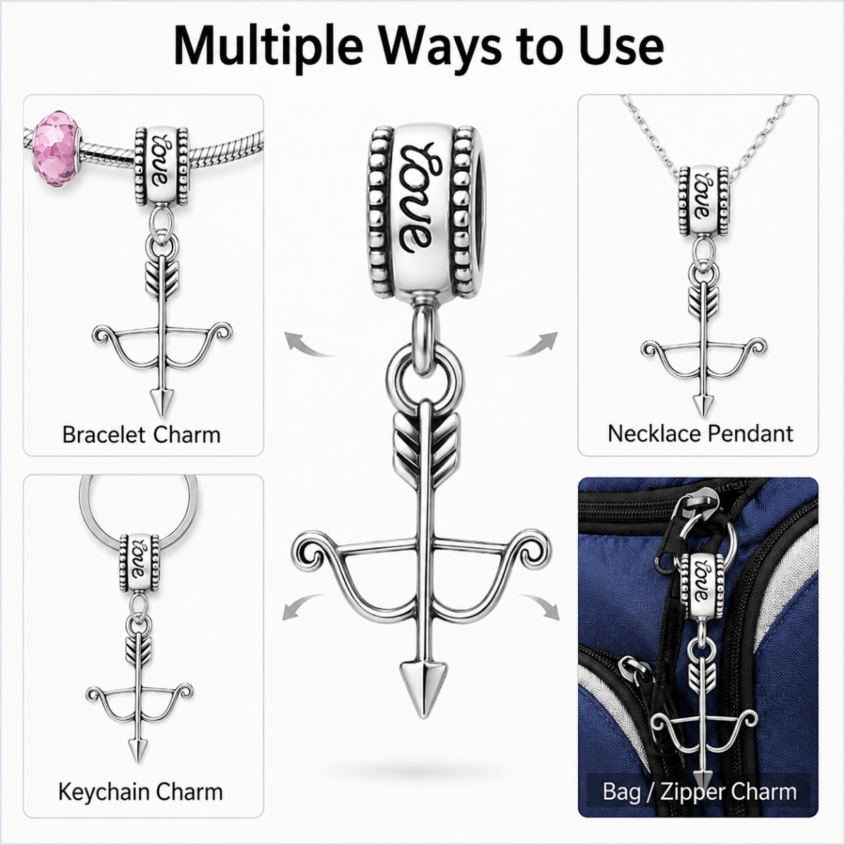 Archery Bow & Arrow Charm Bead
