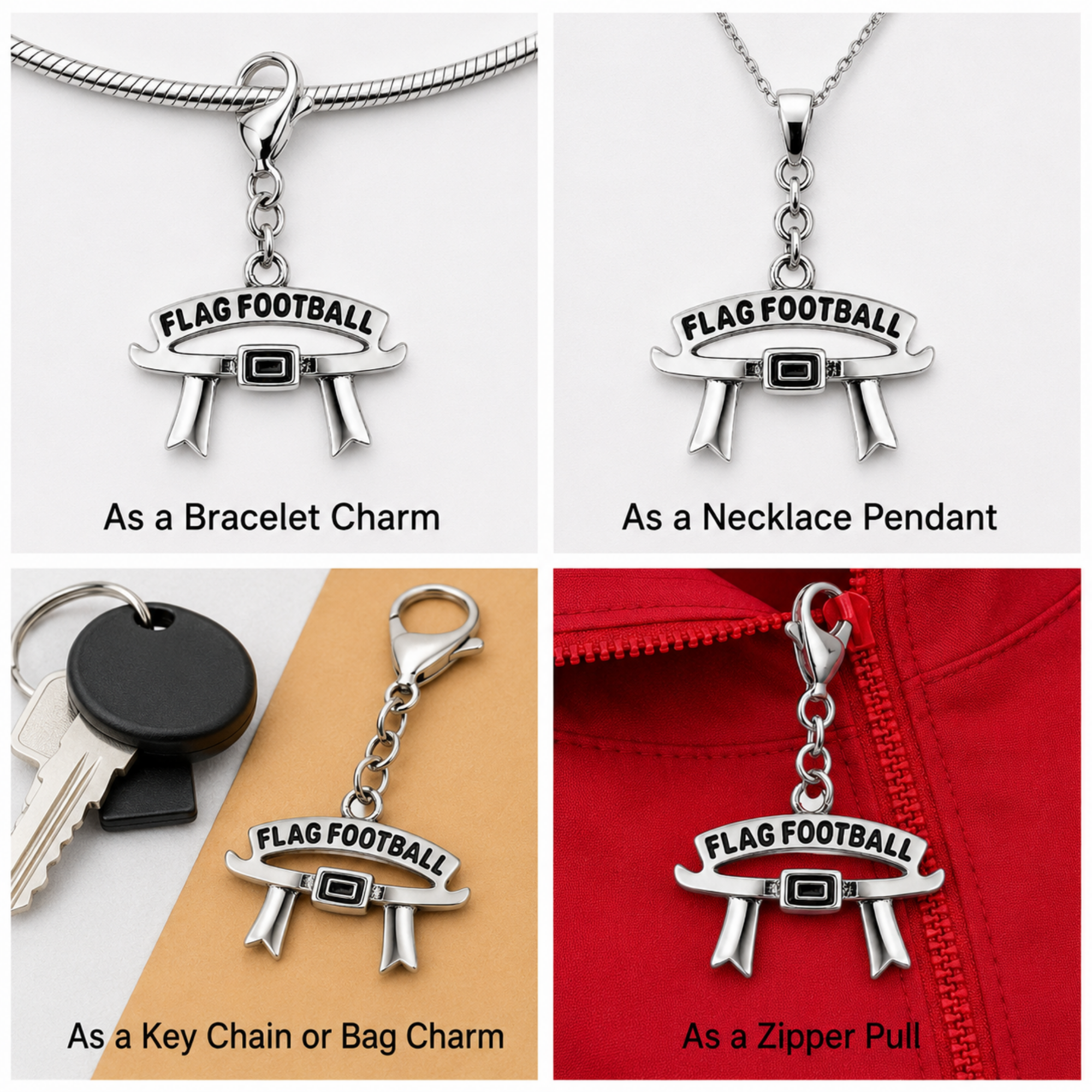 Football Clip On Zipper Pull